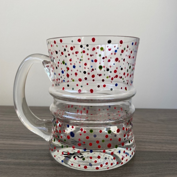Hand Painted Multi-Coloured Dot Glass Mug - Picture 1 of 8